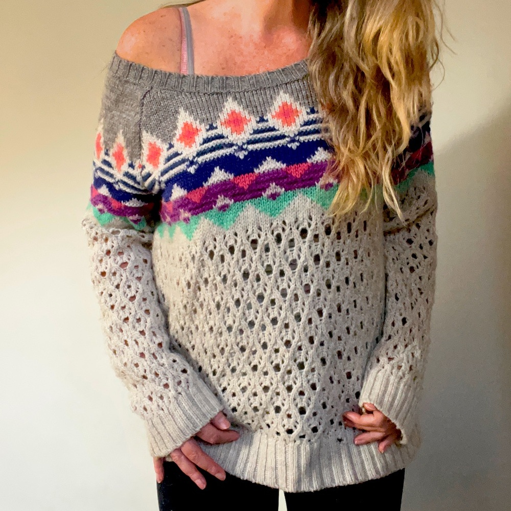 American Eagle Peek a Boo Fair Isle Sweater